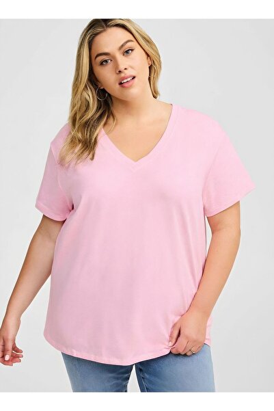 DM DOLCE MORE V-Neck Plus Size Oversized T-Shirt 3Cz2