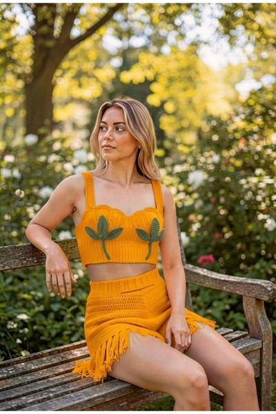 tce the charme elegant ειδικής σχεδίασης χειροποίητο πλεκτό σετ δύο τεμαχίων