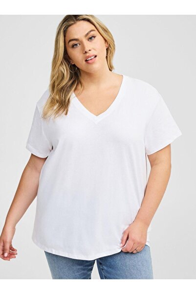 DM DOLCE MORE Μπλουζάκι με λαιμόκοψη V, μεγάλο μέγεθος, oversize 3CZ2