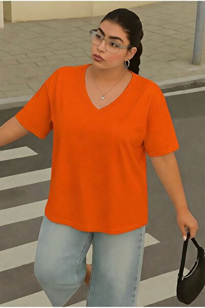 BENROMA V-Neck Plus Size Oversized T-Shirt 3Cz3