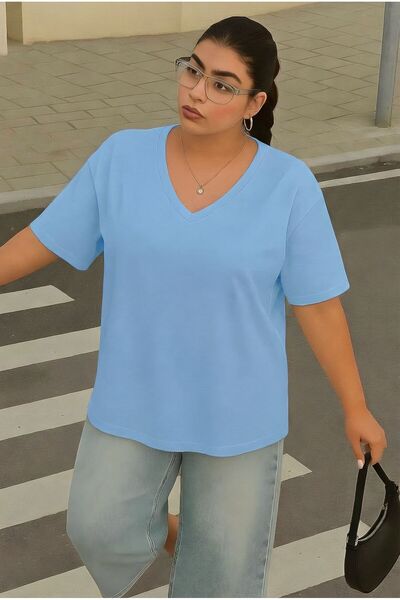 BENROMA V-Neck Plus Size Oversized T-Shirt 3Cz3