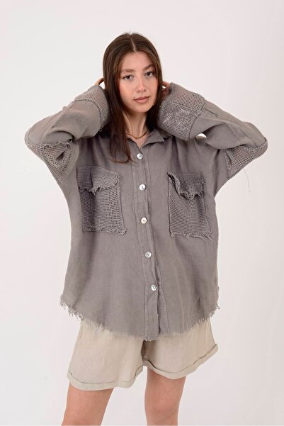 Park Moda 82681 ΛΙΝΟ ΠΟΥΚΑΜΙΣΟ ΜΕ ΔΙΑΚΟΣΜΗΣΗ ΑΠΟ ΔΙΧΤΥΩΤΟ ΥΛΙΚΟ ΚΑΙ ΚΡΟΣΣΩΤΑ ...