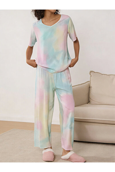 Take Two By Styli Multi Tie-Dye Print T-Shirt and Pyjama Set
