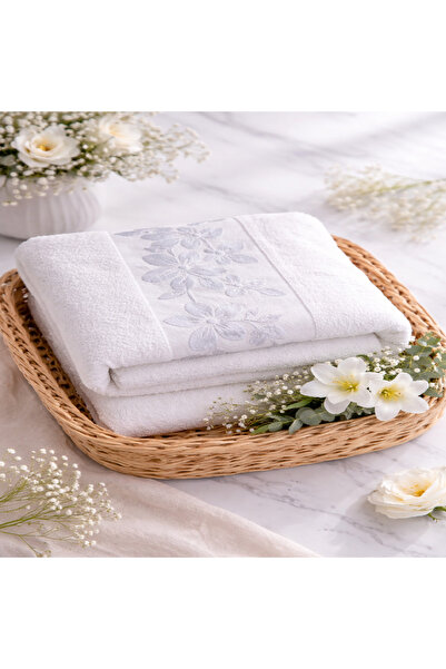 Kotonia Home Πετσέτα μπάνιου - βελούδινη, 100% Βαμβάκι, με σατέν φλοράλ διακό...
