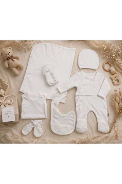Baby day Cotton Baby Shower Gift Set Premium 6 Piece White Baby Shower Gift Set