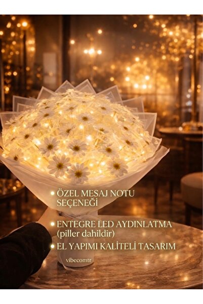 Sevgiliye Hediye LED Işıklı Papatya Buketi – Özel Mesajlı, Romantik Hediye, I...