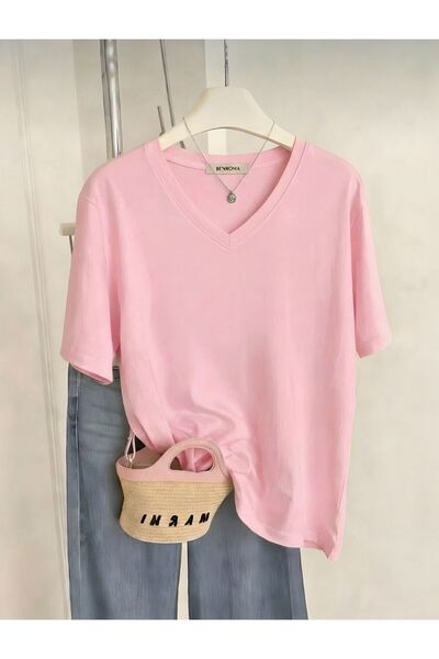 E-ROMA Μπλουζάκι με λαιμόκοψη V σε μεγάλο μέγεθος 3VQ4