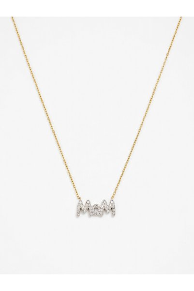 Sjour Maternity Period Mother Written & Glittery Steel Necklace Shower Resistant Gold 40+5 cm 3 Years Warranty