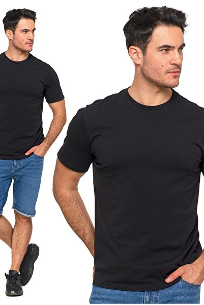 MORAJ Tricou bărbătesc din bumbac, cu mânecă scurtă, negru