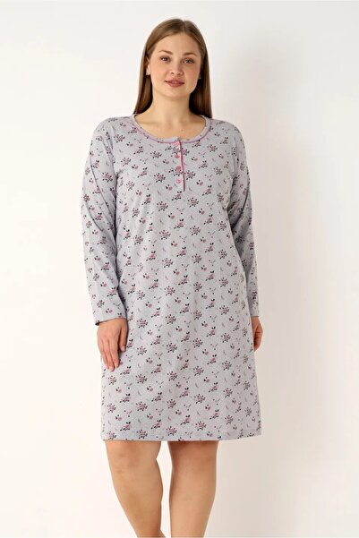 TOSKI Γυναικεία νυχτικιά, γκρι με φλοράλ σχέδιο