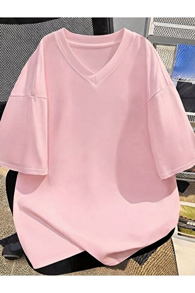 BENROMA تي شيرت كبير الحجم برقبة على شكل حرف V 2VQ5