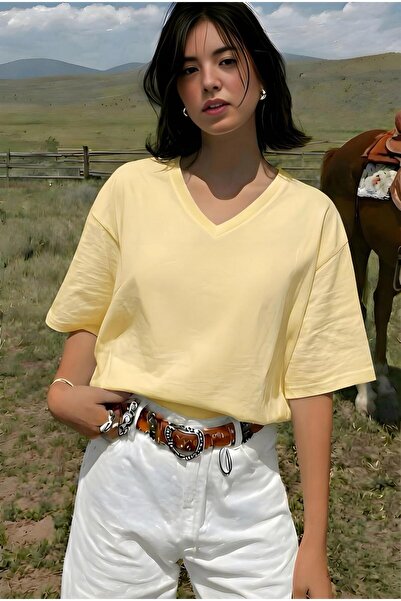 DM DOLCE MORE Μπλουζάκι με λαιμόκοψη V σε μεγάλο μέγεθος 2VQ1