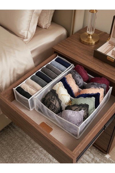 Çınar Ev Tekstil In-Cabinet Organizer Large Size Bra and Sock Organizer - 2-Piece Organizer