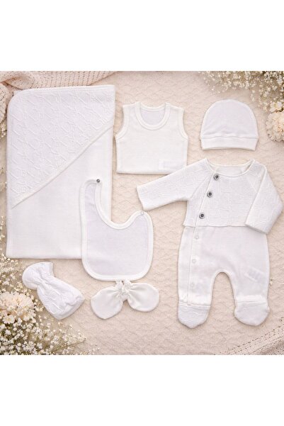 Baby day Cotton Baby Shower Gift Set Premium 6 Piece White Baby Shower Gift Set