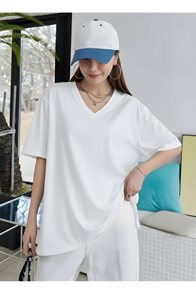 DM DOLCE MORE Μπλουζάκι με λαιμόκοψη V σε μεγάλο μέγεθος 2VQ2