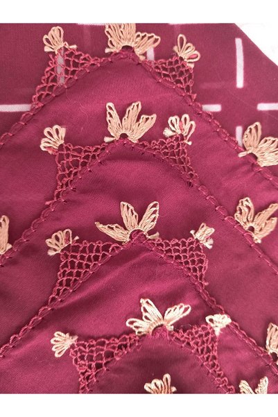 Bircan Hediyelik Bordo Igne Oyasi Edarp Headscarf Prayer Cover Scarf