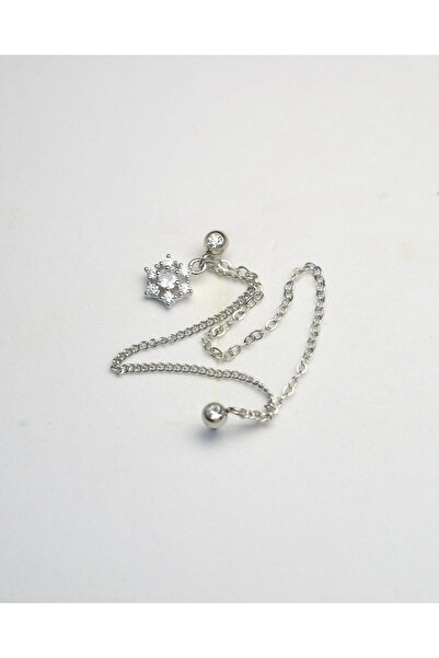 Piercing by Sever ŞEFFAF TAŞ KAR TANESİ ÇİÇEK SALANTILI ZİNCİR ÇELİK PIERCING...