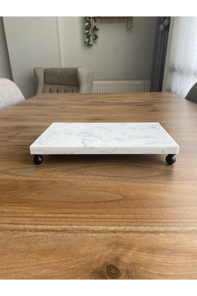 Nexa Doğaltaş Ayaklı Mermer Sunumluk ve Yağdanlık Altlığı – 25x15 cm Dikdörtg...