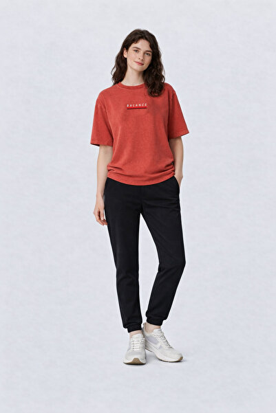 ZAVIXO UNISEX Oversize Μπλουζάκι με Στάμπα Λογότυπου Basic Balance – 100% Βαμ...