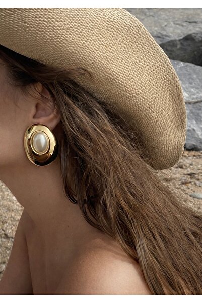 FloresDeCarnaval Golden Aura Big Pearl Earrings 🦪