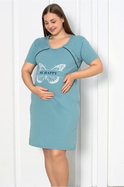 TOSKI Νυχτικό εγκυμοσύνης, κοντομάνικο, με σχέδιο πεταλούδας