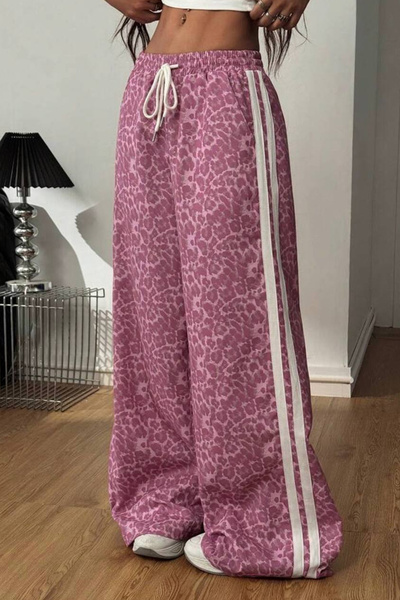 İlayda Toprak Prep Pink Leopard με ριγέ σχέδιο και στάμπα, oversize, με ελαστ...