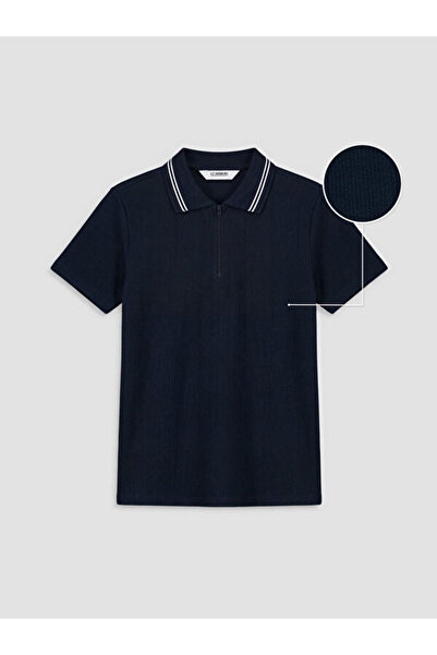 LC Waikiki RMZ GİYİM FARKİLYA Tricou pentru băieți cu fermoar și guler răsfrânt