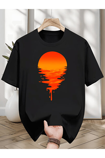 gencerco Tricou supradimensionat premium cu imprimeu Sunset Bay