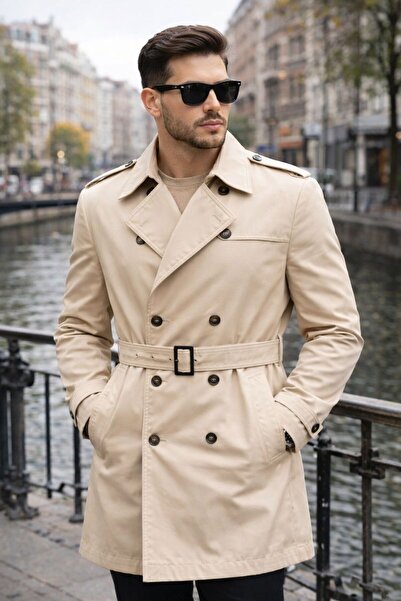 PAPUCUMUN DÜNYASI Ανδρική μακριά καμπαρντίνα με ζώνη