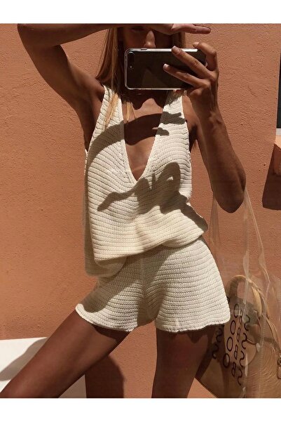 moda mh Πλεκτό Σετ Φόρεμα Παραλίας (Κάτω & Άνω Μέρος)