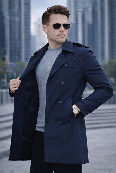 PAPUCUMUN DÜNYASI Ανδρική μακριά καμπαρντίνα με ζώνη