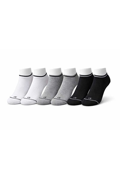 NoNameStore7 CK-Socks, unisex ankle socks with logo, 6 pairs, White, Grey, Bl...