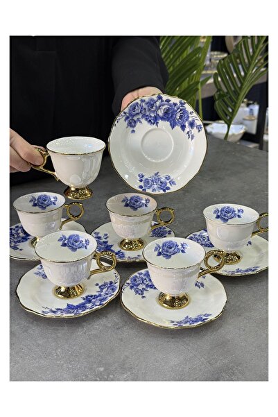 Doğudeko Luxury Pearl Porcelain 6-Piece Cup Set