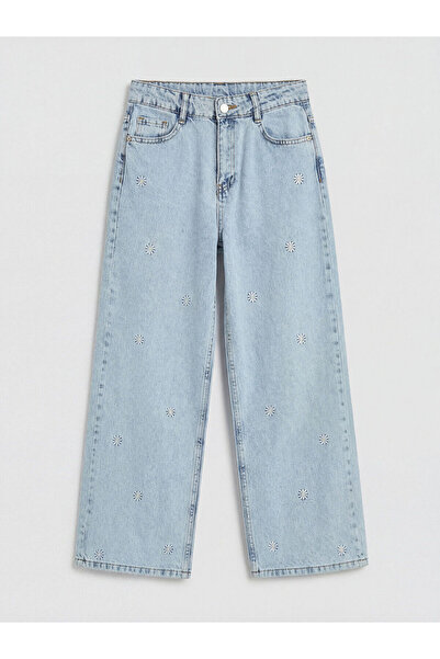 LC Waikiki Ozmarka New Season Wideleg Embroidered Girls' Jean Trousers