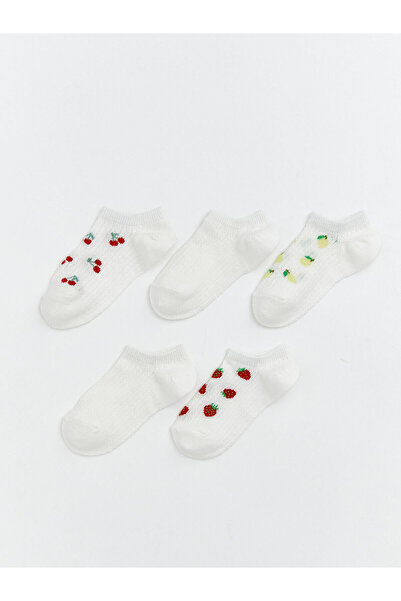 LC Waikiki Lcw Kids Ecru Patterned Girls' Booties Socks with Nevavm Difference