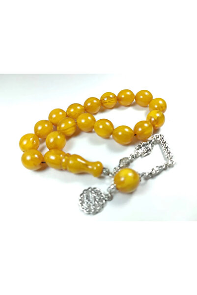 İskeçe Tesbih Γερμανική ασημένια φούντα με σχέδιο μασκότ, κεχριμπαρένιο χρώμα