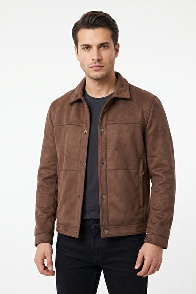 DYNAMO Ανδρικό μαύρο σπορ παλτό σουέτ κανονικής εφαρμογής, εποχιακό, BGL-ST05437