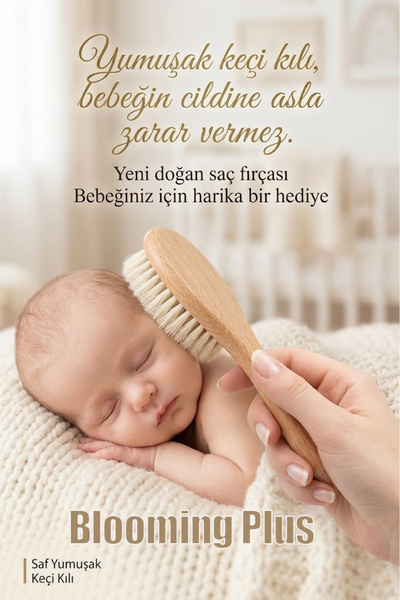 Blooming Plus Bebek Bakımı Saf Keçi Kılı Çocuk Ve Bebek Için Saç Fırçası Yeni...
