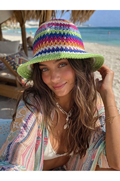 BALIENTE Πράσινο Χειροποίητο Ψάθινο Γυναικείο Καπέλο