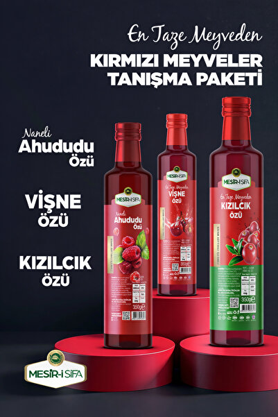 Mesirişifa Kırmızı Meyveler Tanışma Paketi Naneli Ahududu Özü - Vişne Özü - K...