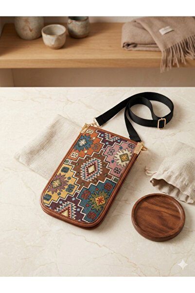 MODA Ethnic Patterned Woven Phone Holder Shoulder Bag