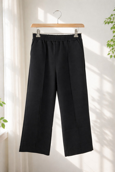 Nsade Γυναικείο ύφασμα Scuba Crepe, ελαστικό παντελόνι με χαλαρή μέση, μαύρο ...