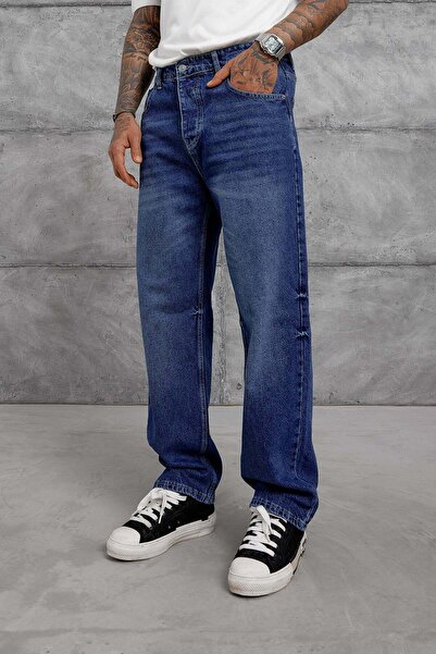 NOMARC Blugi largi albaștri cu aspect uzat