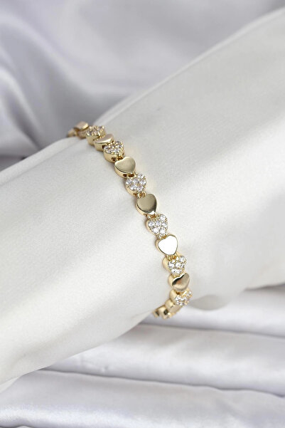 Clariss Brass Gold Color Heart Model Women's Bracelet