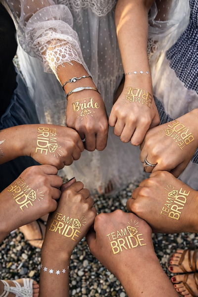 Bloomin Bride To Be 2 Bride 10 Team Bride Gold Renkli Altın Sarısı Geçici Döv...