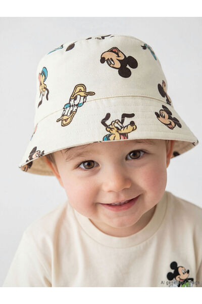 LC Waikiki Özmarka New Season Beige Printed Baby Boy Bucket Hat
