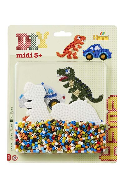 Hama Midi Araba ve Dinozor Tablalı Boncuk Seti