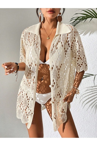 moda mh Γυναικείο πουκάμισο παραλίας με σχέδιο μπακλαβά