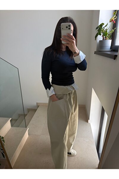 ALUXERA Studio Store Ελαστική μπλούζα με μανσέτες σε αντίθεση