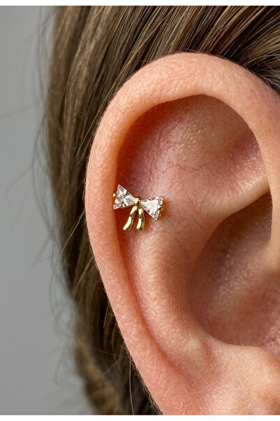 kurukafagift Taşlı Fiyonk Piercing Çelik Piercing 8 mm